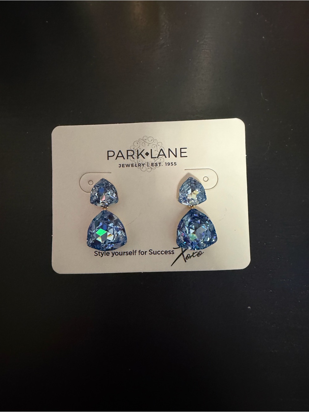 Park Lane Light Blue Faceted Triangle Drop Earrings
